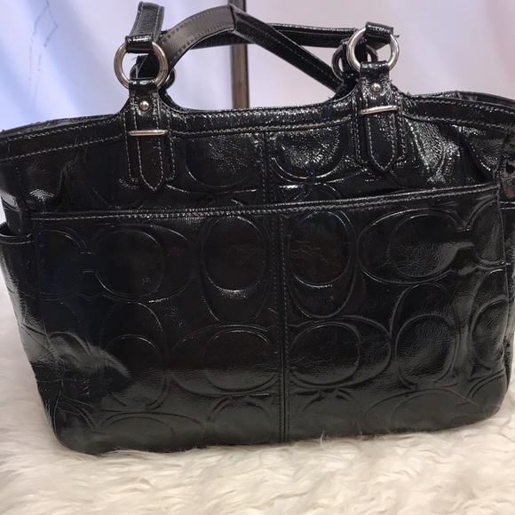 COACH Gallery Patent Leather Tote Black F19462 - Picture 6 of 14